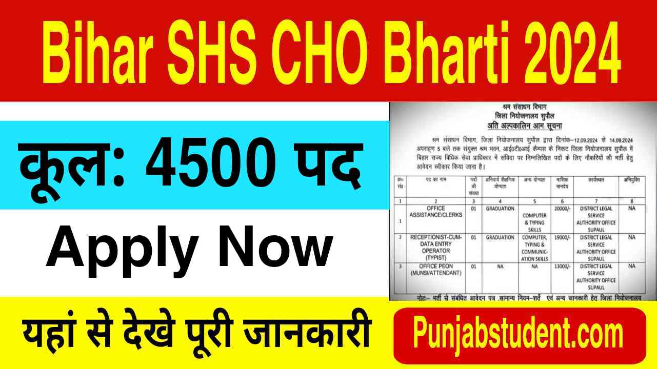 Bihar SHS CHO Bharti 2024